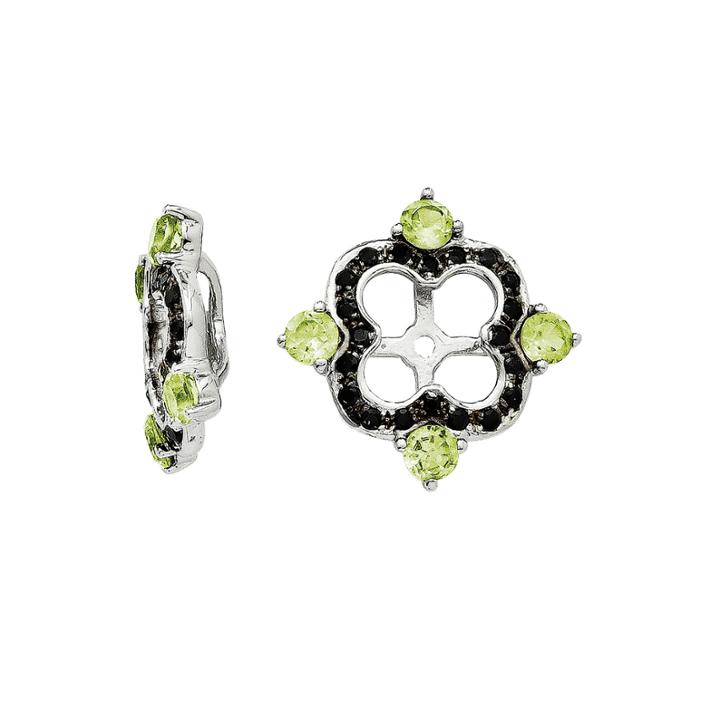 Genuine Black Sapphire And Peridot Sterling Silver Earring Jackets
