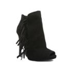 Qupid Glee Peep Toe Fringe Ankle Boots