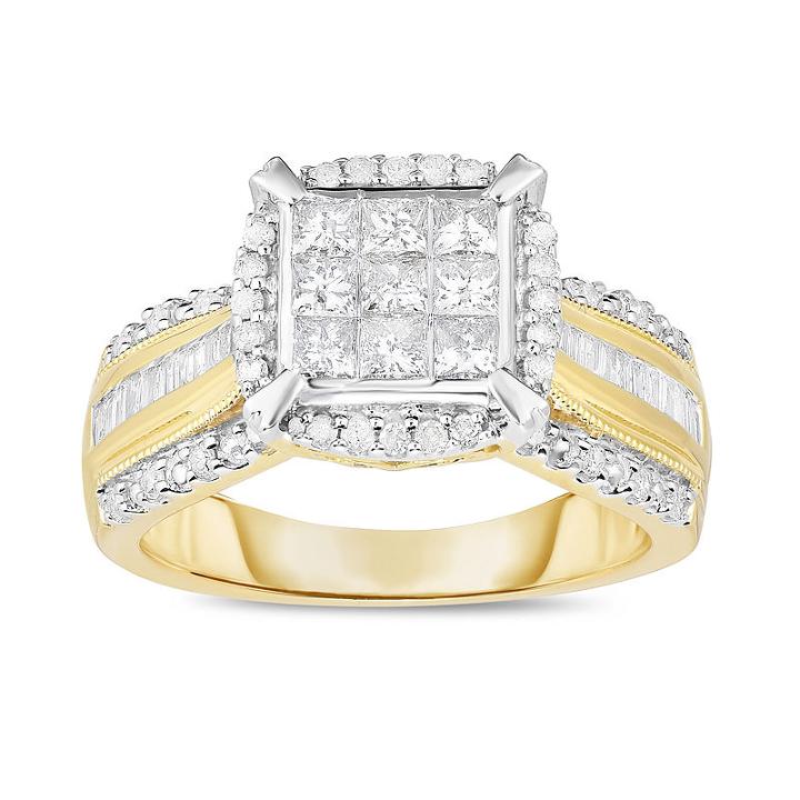 Womens 1 Ct. T.w. Princess Diamond 10k Gold Engagement Ring