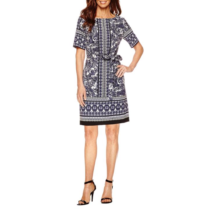 Danny & Nicole Short Sleeve Shift Dress-petites