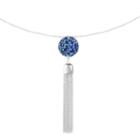Liz Claiborne Womens Blue Round Pendant Necklace