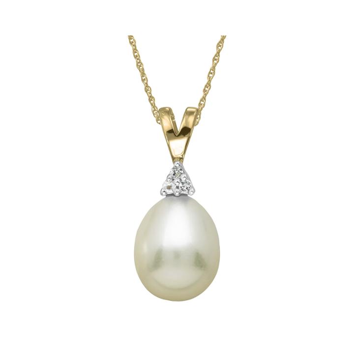 Certified Sofia™ Cultured Freshwater Pearl 14k Yellow Gold Pendant Necklace