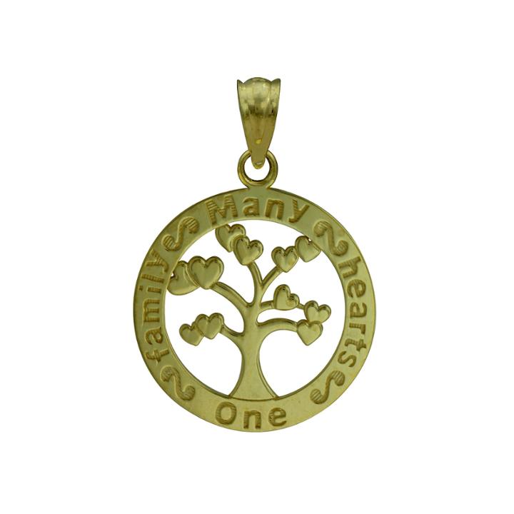 10k Yellow Gold Family Tree Charm Pendant