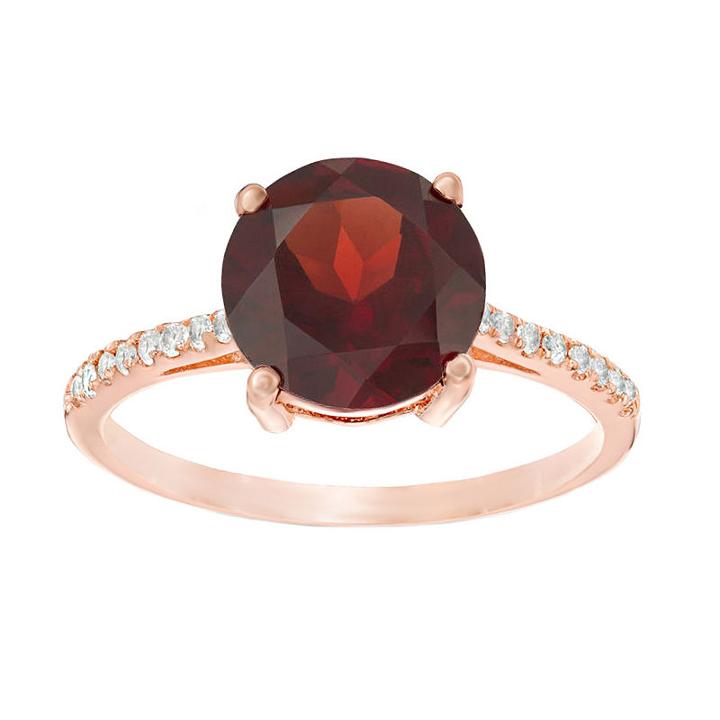 Womens Genuine Red Garnet Cocktail Ring