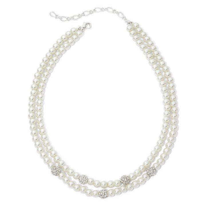 Vieste Rosa Womens 8mm Simulated Pearls Round Strand Necklace