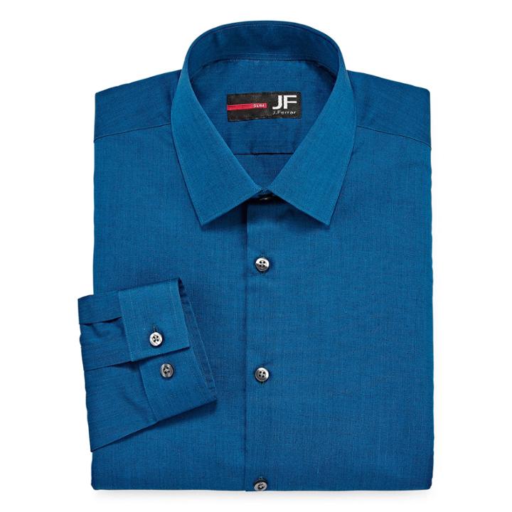Jf J.ferrar Easy-care Stretch Long Sleeve Broadcloth Dress Shirt - Slim