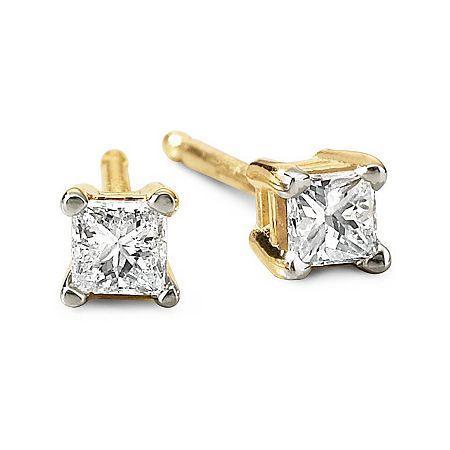 1/5 Ct. T.w. Princess Diamond Studs 14k Yellow Gold