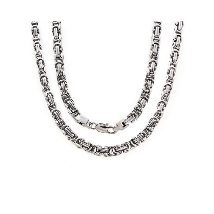 Mens Stainless Steel Byzantine 24 Necklace