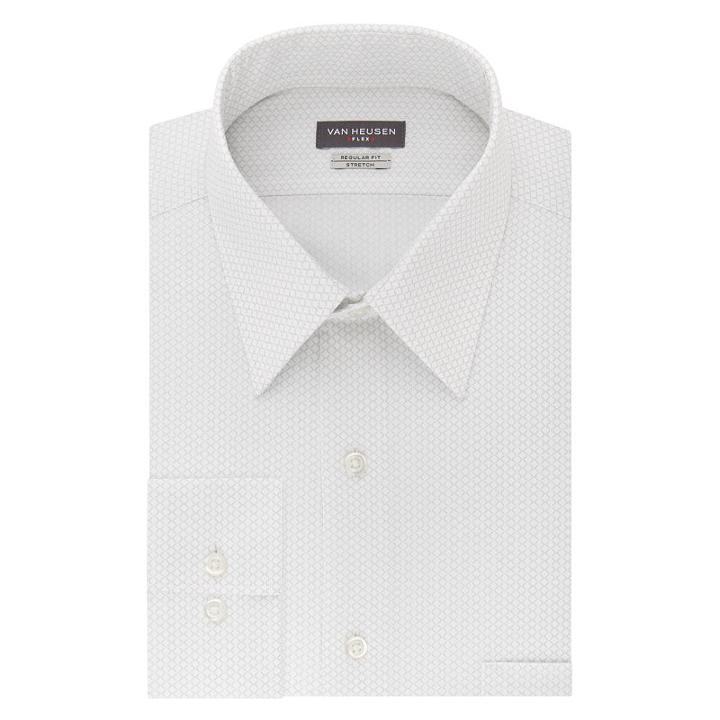 Van Heusen Wrinkle-free Flex Collar Long Sleeve Twill Grid Dress Shirt