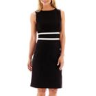 Black Label By Evan-picone Sleeveless Contrast-trim Sheath Dress