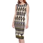 Sl Fashions Sleeveless Tribal Print Midi Sheath Dress