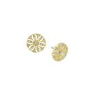 1928 Jewelry Gold-tone Crystal Disk Button Earrings