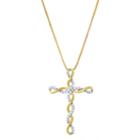 Womens 1/5 Ct. T.w. Genuine White Diamond 14k Gold Over Silver Cross Pendant Necklace