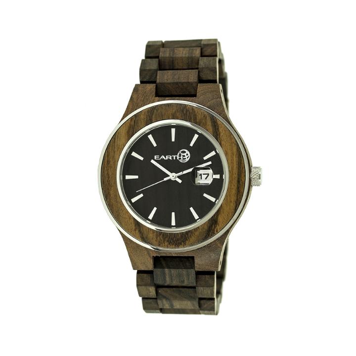 Earth Wood Cherokee Dark Brown Bracelet Watch With Date Ethew3402