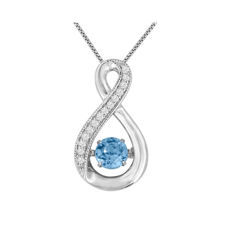 Love In Motion&trade; Genuine Blue Topaz And Lab-created White Sapphire Pendant Necklace