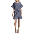 Weslee Rose Short Sleeve Belted Stripe Swing Dresses