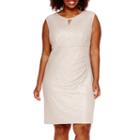 Scarlett Sleeveless Side-ruched Metallic Dress - Plus