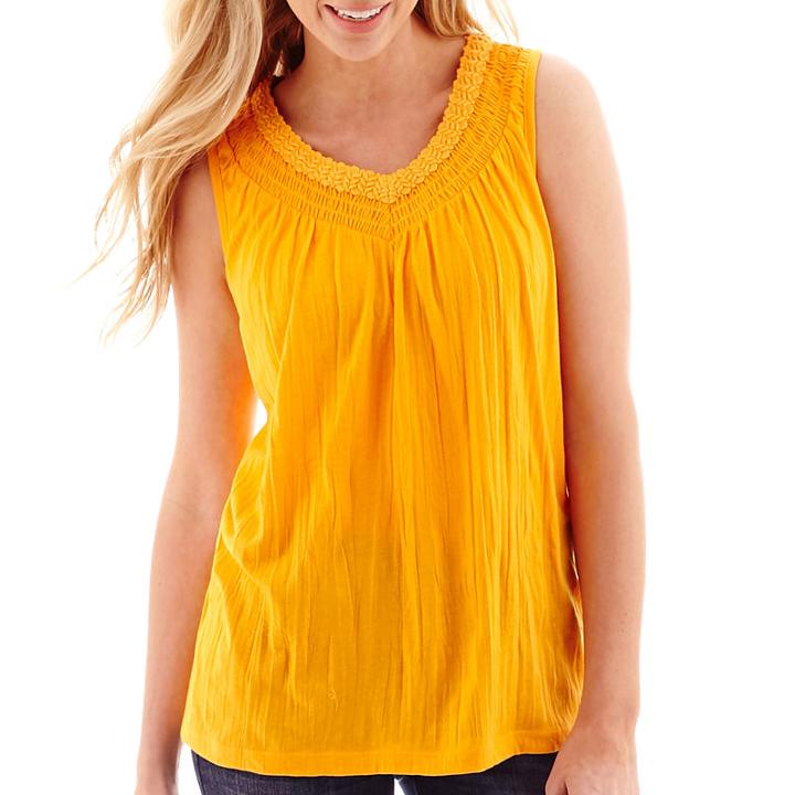 St. John's Bay Crinkle Tank Top - Petite