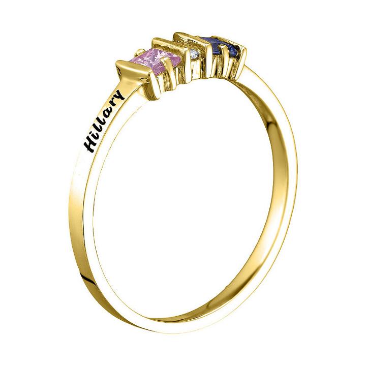 Womens Simulated Multi Color Stone 10k Gold Cocktail Ring