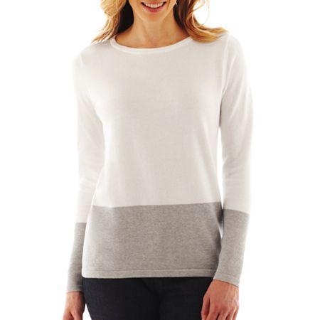 Liz Claiborne Long-sleeve Colorblock Sweater