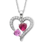 Lab-created Ruby, Pink & White Sapphire Heart Pendant Necklace