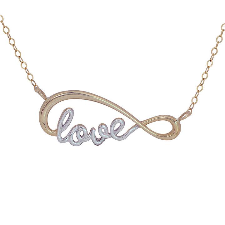 Womens 10k Gold Infinity Pendant Necklace