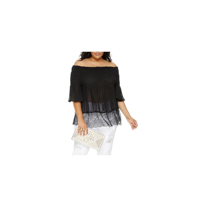 Fashion To Figure Sophie Off The Shoulder Lace Blouse-plus