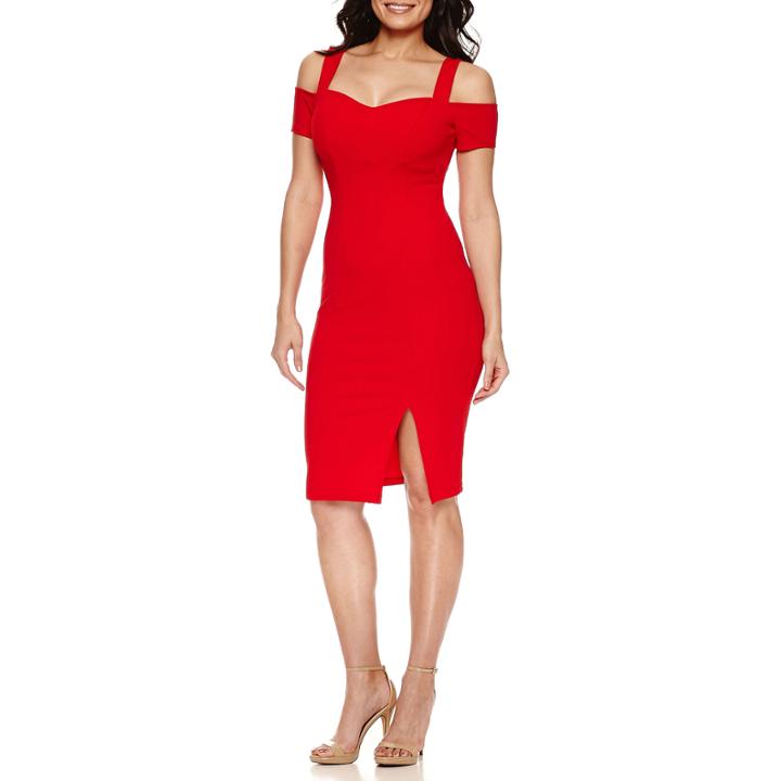 Bisou Bisou Cold Shoulder Sweetheart Neck Bodycon