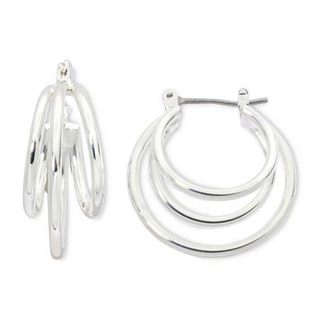 Sensitive Ears Silver-tone Double-hoop Earrings