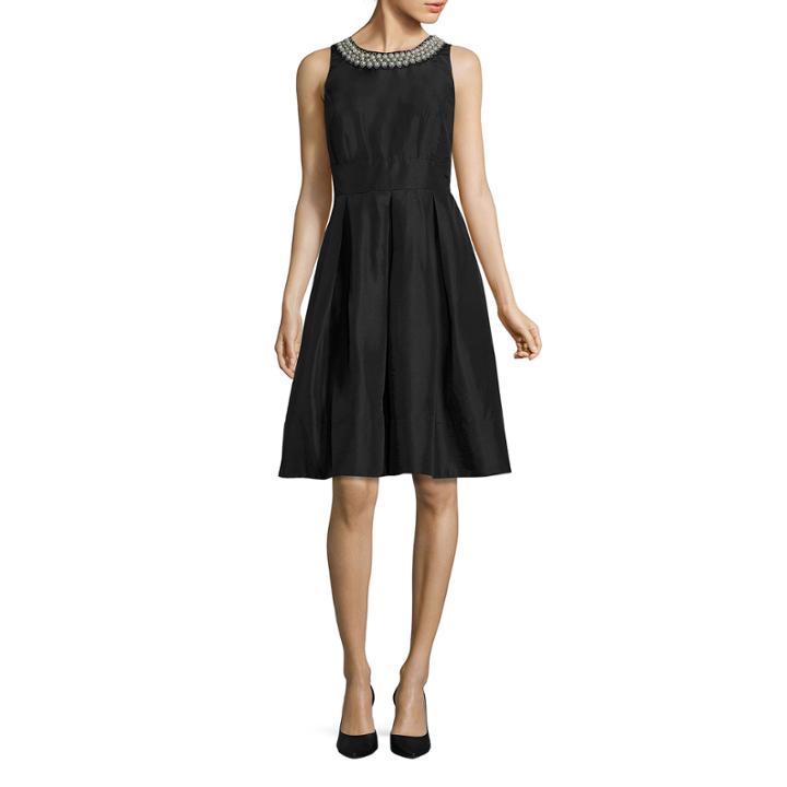 Melrose Sleeveless Pearl Necklace Detail Fit & Flare Dress