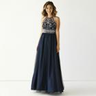 Be Smart Spaghetti Strap Embellished Halter Ball Gown