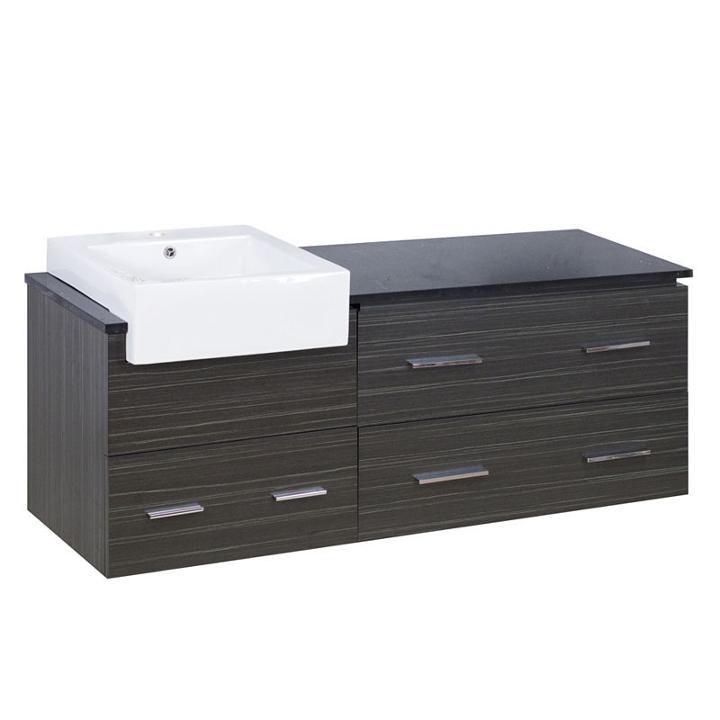 57.75-in. W 18-in. D Modern Wall Mount Plywood-melamine Vanity Base Set Only In Dawn Grey