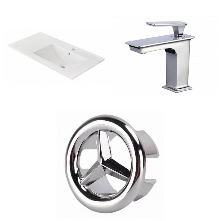 35.5-in. W 1 Hole Ceramic Top Set In White Color -cupc Faucet Incl.