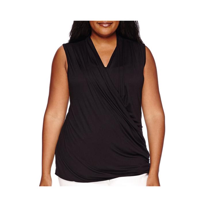 Liz Claiborne Crossover Wrap Tank - Plus