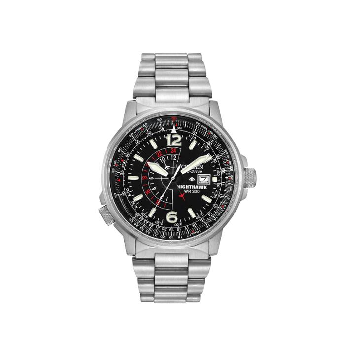 Citizen Eco-drive Nighthawk Flight Mens Stainless Steel Watch Bj7000-52e