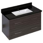 36-in. W Wall Mount Dawn Grey Vanity Set For 1 Hole Drilling Black Galaxy Top White Um Sink