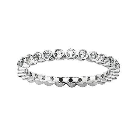 Personally Stackable Genuine White Topaz Sterling Silver Ring