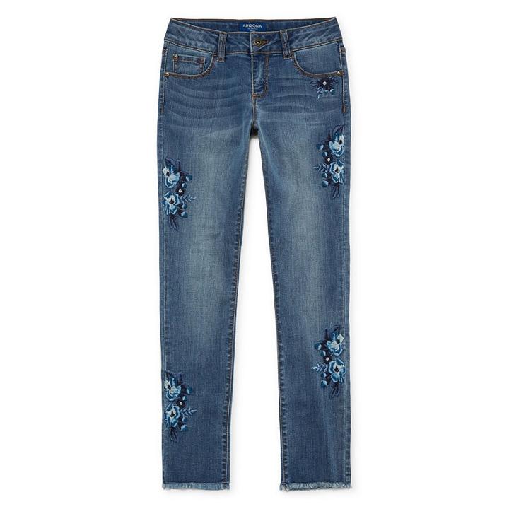 Arizona Tonal Embroidery Skinny Jean Gilrs 4-16 And Plus