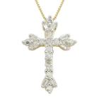 1/10 Ct. T.w. Diamond Floral Cross Pendant Necklace