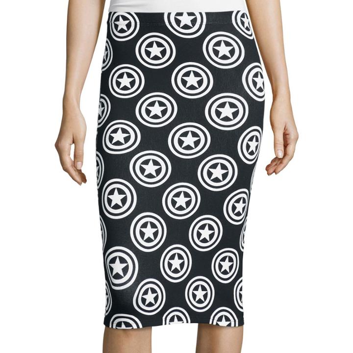Captain America Shield Print Bodycon Pencil Skirt
