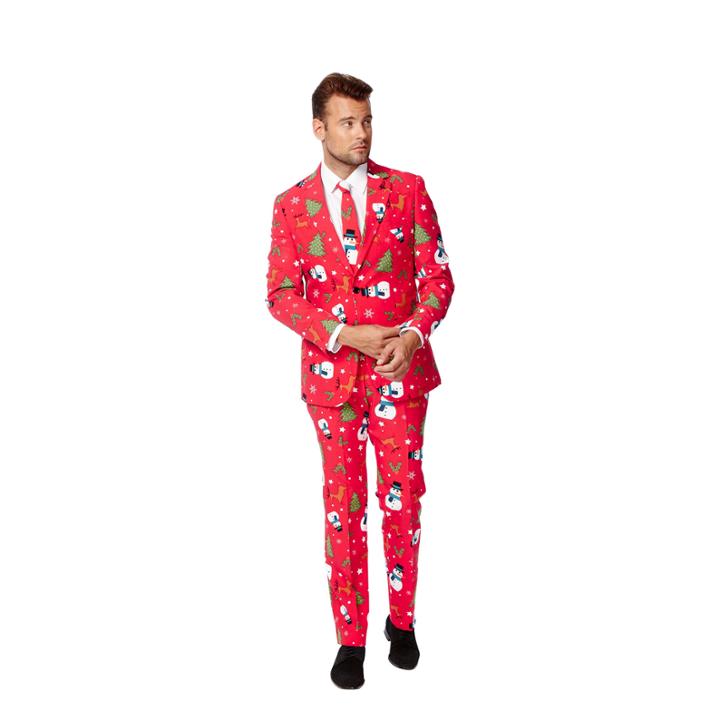 Holiday Red Snowmen Opposuits 3-pc. Suit- Slim Fit
