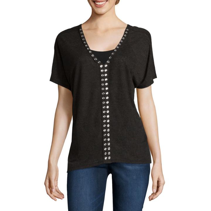 A.n.a Short-sleeve Embellished Top - Tall