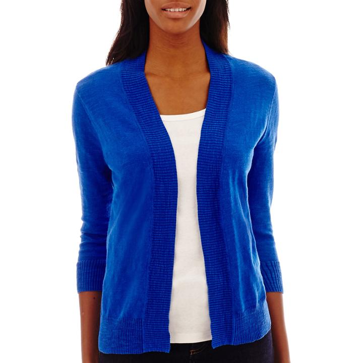 St. Johns Bay 3/4-sleeve Flyaway Cardigan Sweater