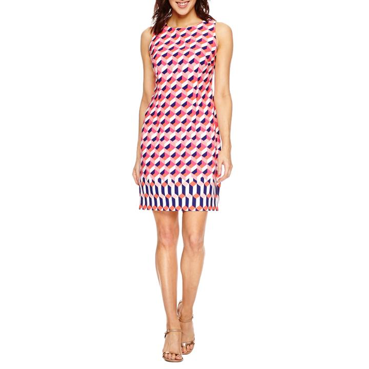 Studio 1 Sleeveless Geometric Sheath Dress-petites