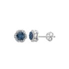 1/4 Ct. T.w. White & Color-enhanced Blue Diamond Cluster Sterling Silver Earrings