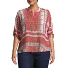 Unity World Wear 3/4 Sleeve Roll Tab Shirttail Blouse - Plus