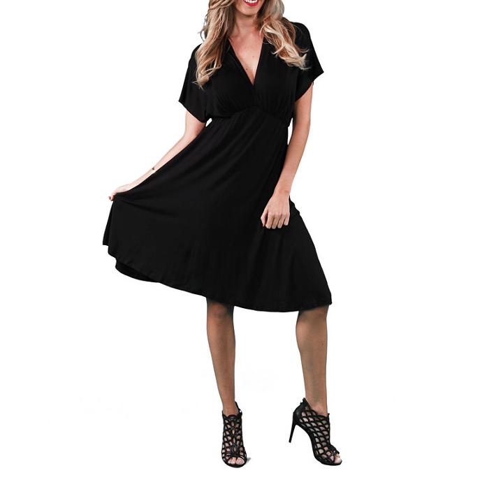 24/7 Comfort Apparel Solid Empire Waist Dress
