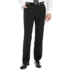 Van Heusen Striped Black Flat-front Suit Pants