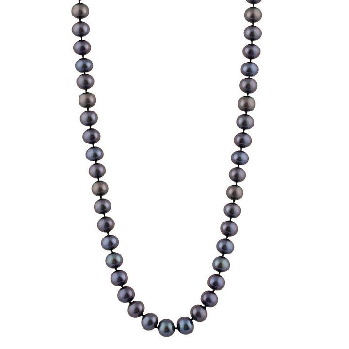 Splendid Pearls Womens 6mm Black Cultured Freshwater Pearls Strand Necklace