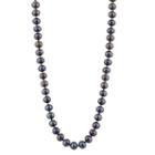 Splendid Pearls Womens 6mm Black Cultured Freshwater Pearls Strand Necklace